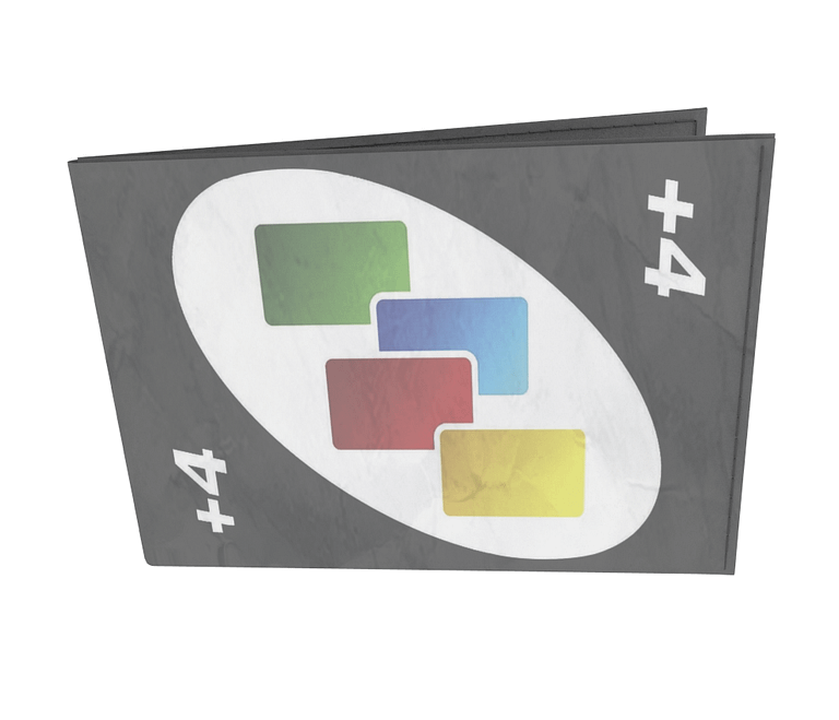 capa notebook - carta +4 - baralho dobra