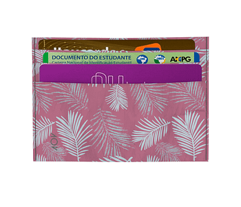 dobra - Porta Cartão - foliage sobre rosa