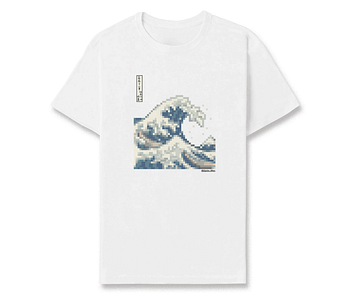 dobra - Camiseta Estampada - A Grande Onda Pixelada de Kanagawa