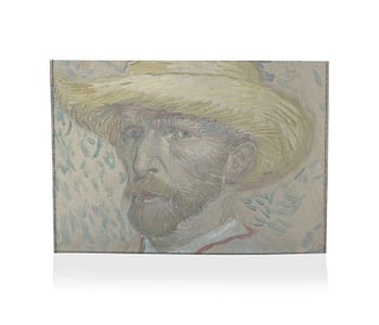 porta cartão autorretrato com chapéu de palha